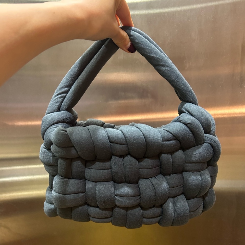 HANDMADE Dark Gray Chunky Cassette Mini Purse (with Double Straps)
